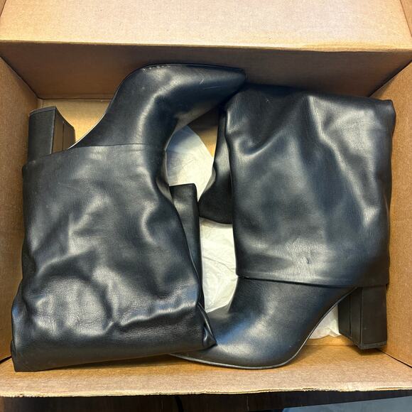 Marc Fisher Fadila Foldover Boots 7.5 Black NWT Tall Knee High Heel Glam - Picture 9 of 14